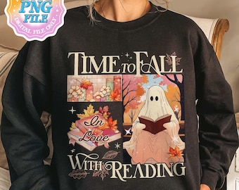 Gebucht für den Herbst PNG, Süßes Buch-Liebhaber-Herbst-Shirt-Design, Herbstlesung Sublimation PNG, Gemütliches Bookish PNG, Bookish Herbst Grafik Png