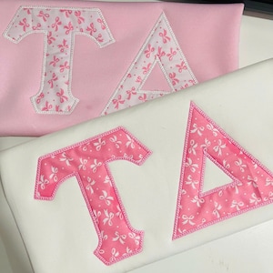 Sorority Appliqué Embroidered Sweatshirt – Custom Greek Letters Crewneck – Floral & Polka Dot Sorority Sweater – Greek Life Apparel