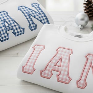 Sorority Appliqué Embroidered Sweatshirt – Custom Greek Letters Crewneck – Floral & Polka Dot Sorority Sweater – Greek Life Apparel