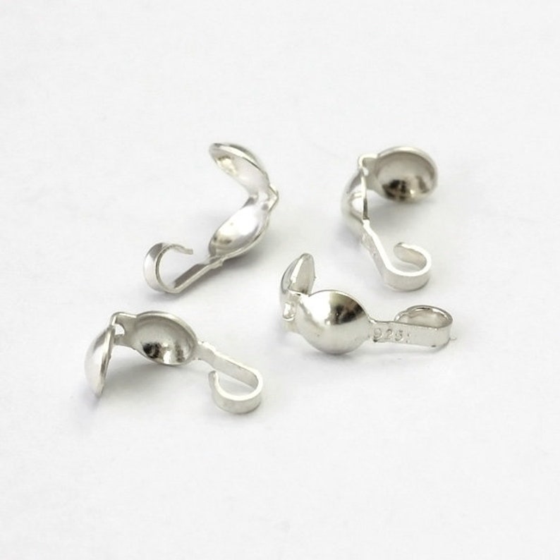 Sterling Silver Bead Tips Clamshells for Bead Ends Bead Tip for Jewelry 10pcs