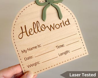 Hello World Baby Sign SVG Laser Ready File