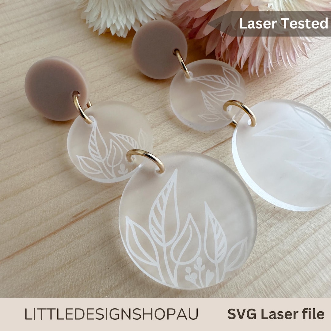 Botanical Engraved Flower and Stud Earring SVG File Laser Ready Cut ...