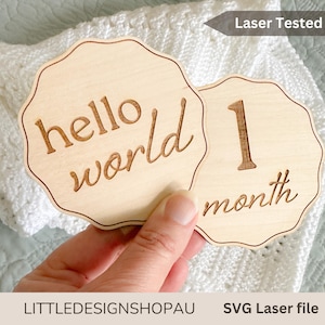 Baby mijlpaal SVG-laserbestand | Golvende lijst SVG Laser Ready Baby mijlpaal