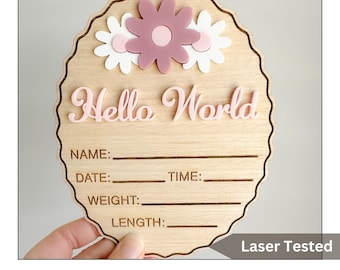 Hello World Baby Sign SVG Laser Ready File