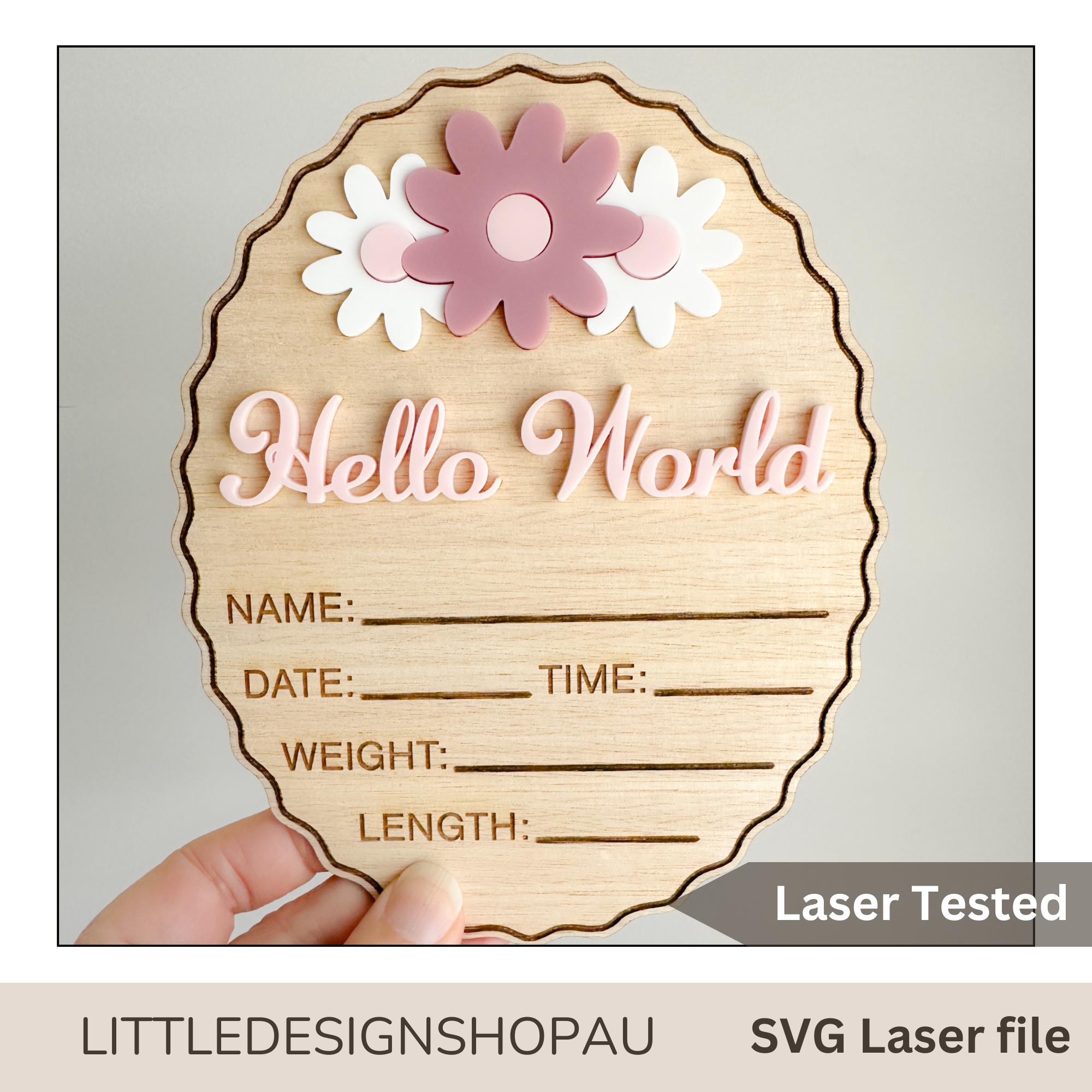 Hello World Baby Sign SVG Laser Ready File - Etsy