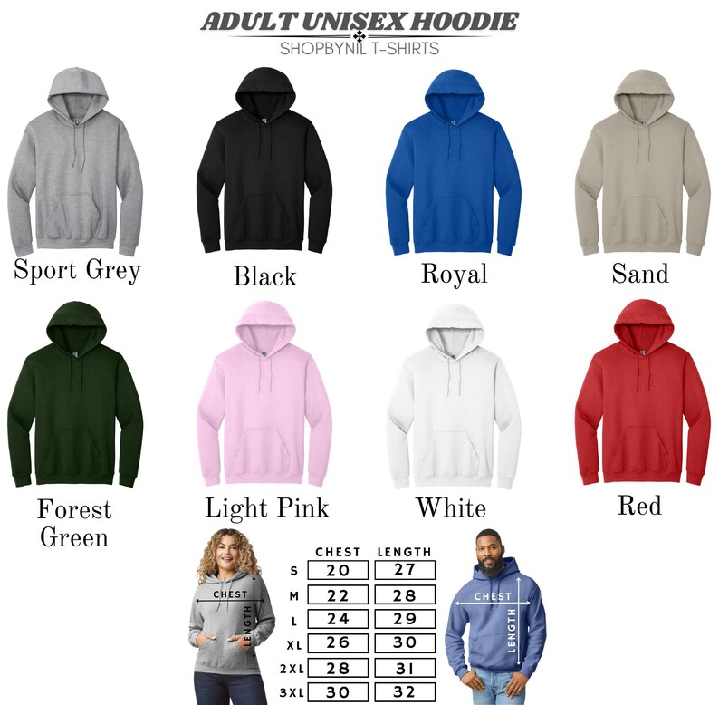 a group of men's and women's hoodies in different colors