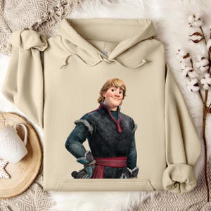 Sudadera con capucha de Kristoff de Frozen de Disney, sudadera para viaje a Disney, sudadera con capucha a juego para toda la familia, cuello redondo de Kristoff, sudadera con capucha de Frozen, cuello redondo de Frozen imagen 1