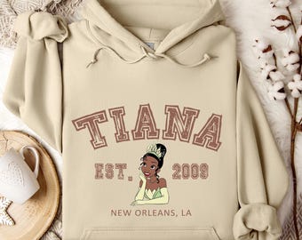Tiana Disney Princess Characters Hoodie, Disney Trip Sweatshirt, Family Matching Hoodie, Family Disney Trip, Gift, Tiana Crewneck, Hoodie