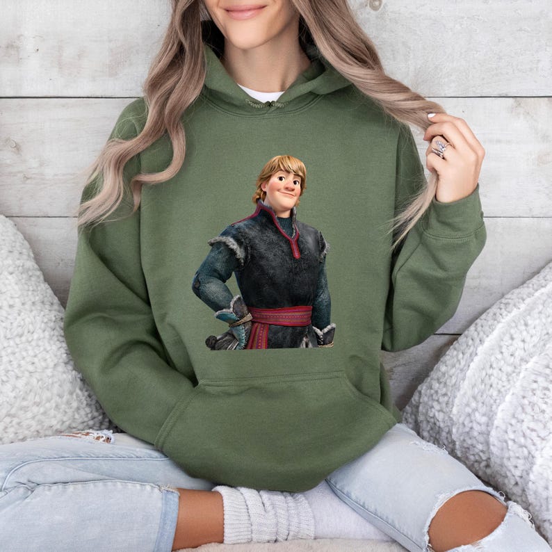 Sudadera con capucha de Kristoff de Frozen de Disney, sudadera para viaje a Disney, sudadera con capucha a juego para toda la familia, cuello redondo de Kristoff, sudadera con capucha de Frozen, cuello redondo de Frozen imagen 5