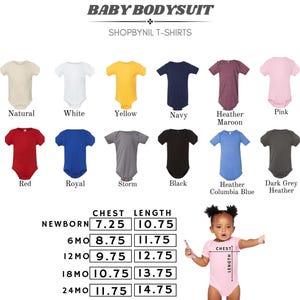 a baby bodysuit is shown with different colors and sizes