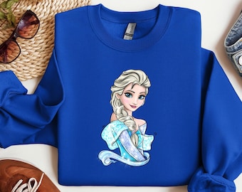Frozen Elsa, Anna Disney Princess Characters Hoodie, Disney Trip Sweatshirt, Family Matching Hoodie, Family Disney Trip,Elsa Crewneck,Hoodie