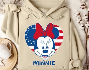Minnie Mouse USA Hoodie/Sweatshirt, Disney Trip Sweatshirt, Family Matching Hoodie, Minnie Crewneck, Fourth of July Minnie Hoodie, Minnie