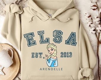 Sudadera con capucha de Elsa, Princesa Disney, Sudadera para viaje a Disney, Sudadera a juego para la familia, Viaje familiar a Disney, Regalo, Sudadera de cuello redondo de Elsa, Sudadera con capucha de Elsa