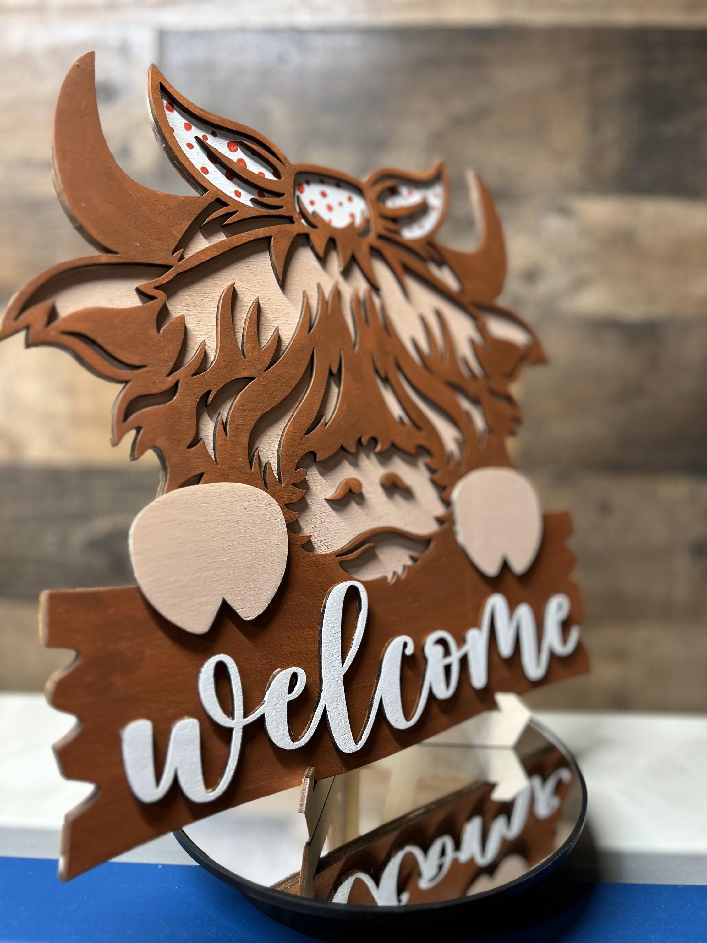 Highland Cow Welcome Sign