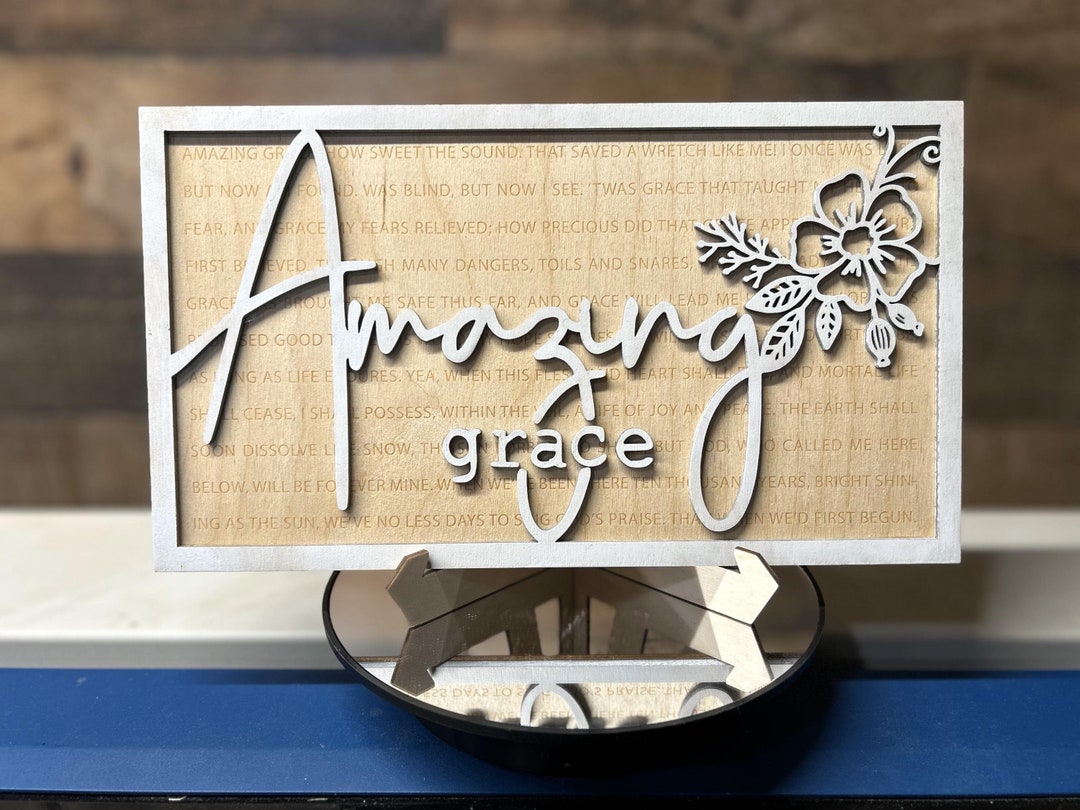 Amazing Grace Floral Layered Wood Art Religious Wall Decor