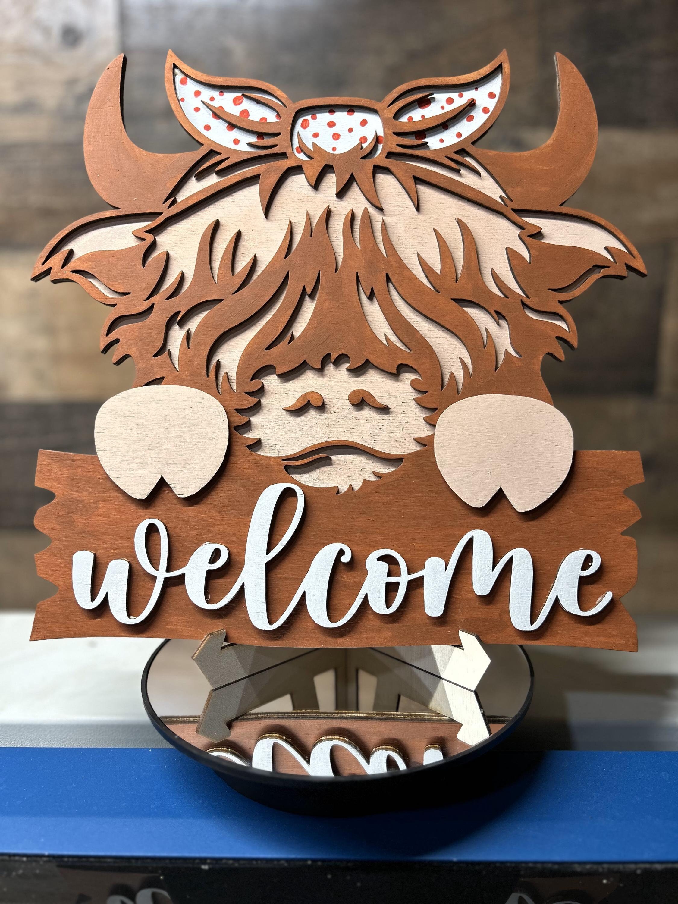 Highland Cow Welcome Sign