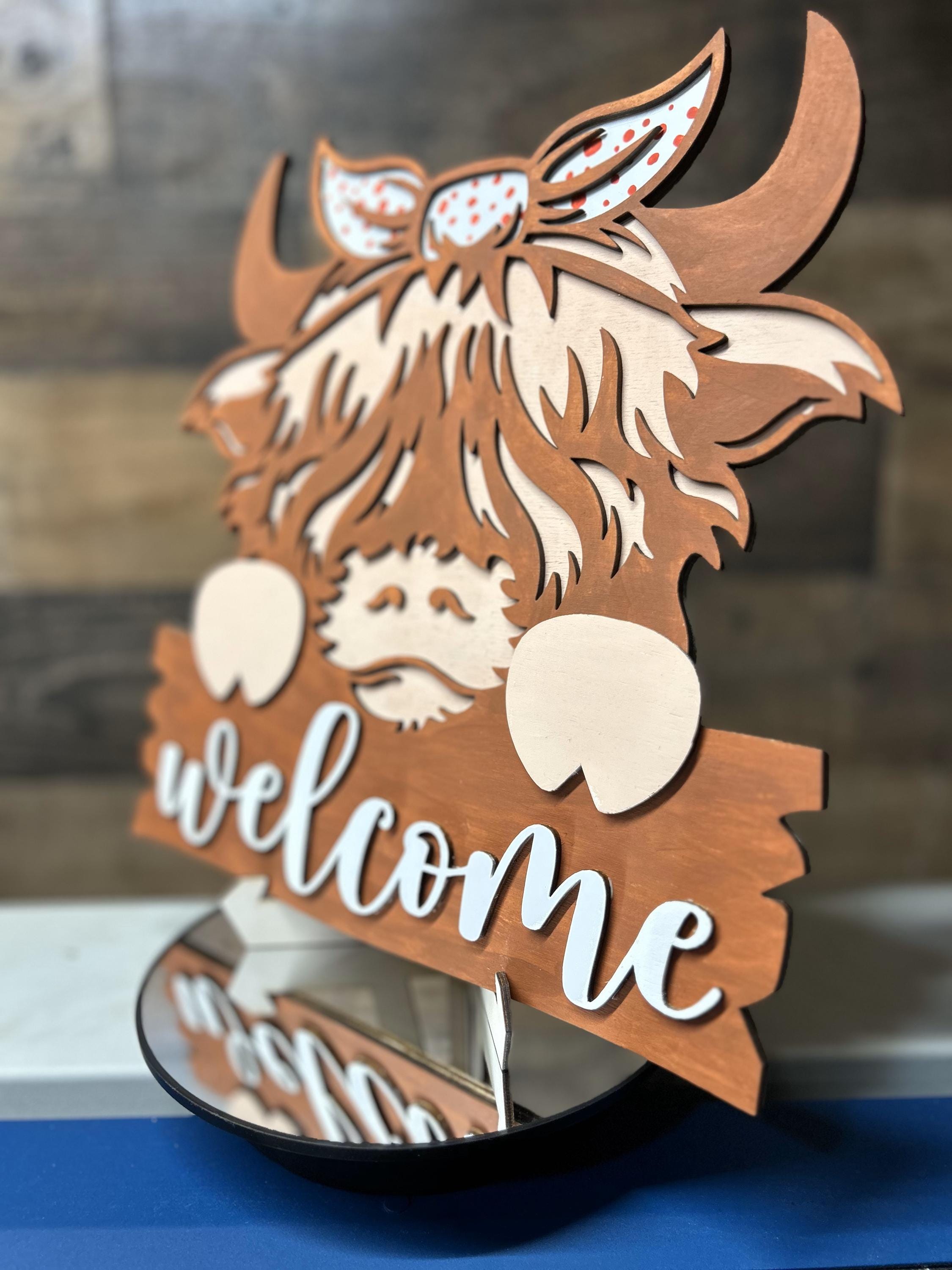 Highland Cow Welcome Sign