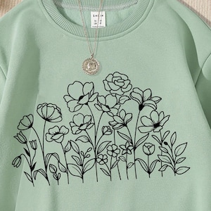 Bundle Svg de fleurs sauvages, prairie de fleurs Svg, bordure de fleurs SVG, bouquet de fleurs minimaliste, clipart fleurs sauvages, fleur croquis Svg | Numérique
