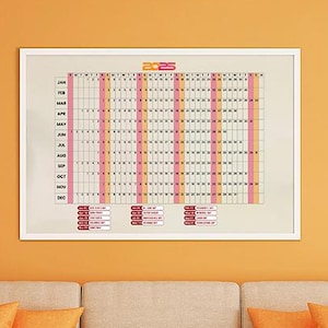 Wall Calendar 2025, Large Wall Calendar, , Printable PDF PNG, Pastel Minimalist, 5 Sizes, Home Decor