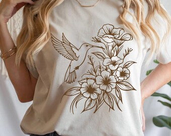 Hummingbird Flower SVG Bundle, Bird Clipart Image, Animal Flying Silhouette, Printable Art Vector, Instant Digital Download, Cricut for