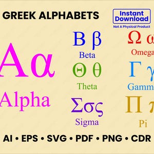 Greek Alphabet SVG Files, Greek Letters Clipart, Sorority Font SVG, Fraternity Alphabet, Cricut Cut Files, Digital Download