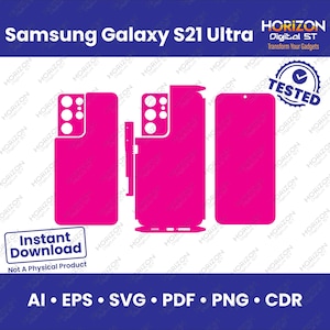 Samsung Galaxy S21 Ultra Skin Template Full Wrap SVG, EPs, AI, PDF, Cricut Silhouette Vector Cut File Vinyl Skin
