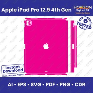 Apple iPad Pro - 12.9” (4th Gen) 2020 Skin Template Full Wrap SVG, EPs, AI, PDF, Cricut Silhouette Vector Cut File Vinyl Skin
