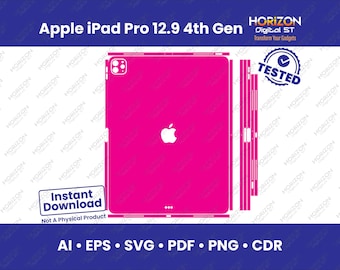 Apple iPad Pro - 12.9” (4th Gen) 2020 Skin Template Full Wrap SVG, EPs, AI, PDF, Cricut Silhouette Vector Cut File Vinyl Skin