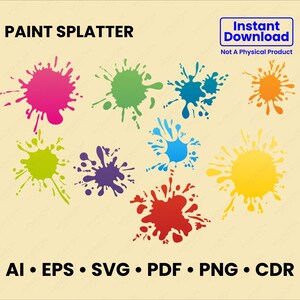 Paint Splatter SVG, Bundle, Paint Splats Svg, Paint Svg, Clipart, Vector, Ink splatter, Paint streak , Cut File for Cricut, Silhouette
