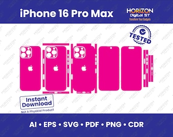 SVG Apple iPhone 16 pro max Skin Template - Voll Wrap Haut Schnittvorlage SVG, silhouette, cricut Vektor Schnitt Datei Circut Skin Vorlage