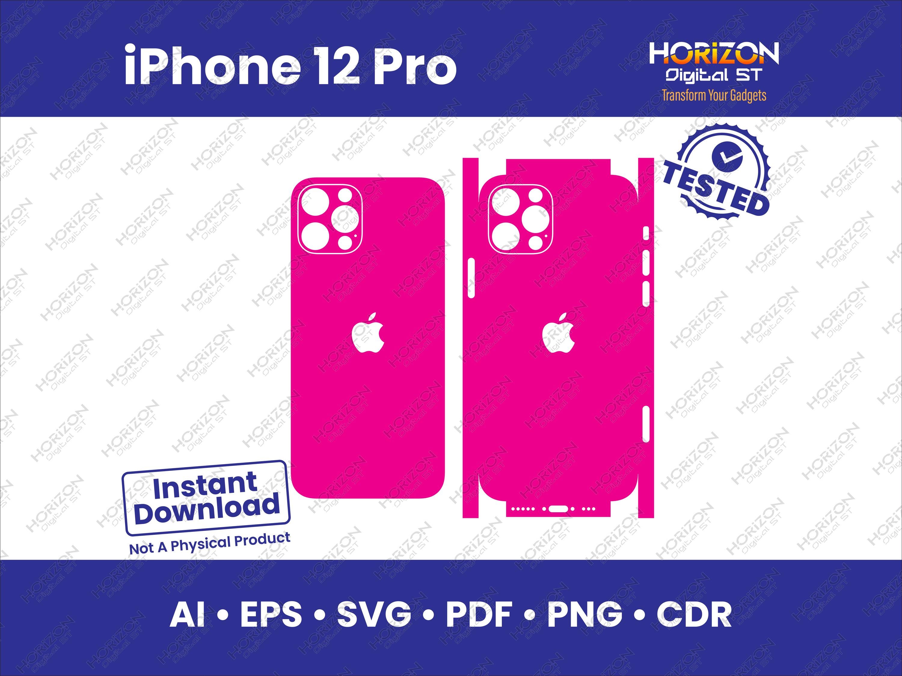 Iphone 12 Pro Skin Vorlage Full Wrap SVG, EPs, AI, PDF, Cricut Silhouette Vektorschnitt Datei Vinyl Haut