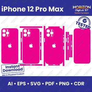 Modelo de capa para iPhone 12 Pro Max da Apple, envoltório completo SVG, EPs, AI, PDF, arquivo de corte vetorial de silhueta Cricut, capa de vinil