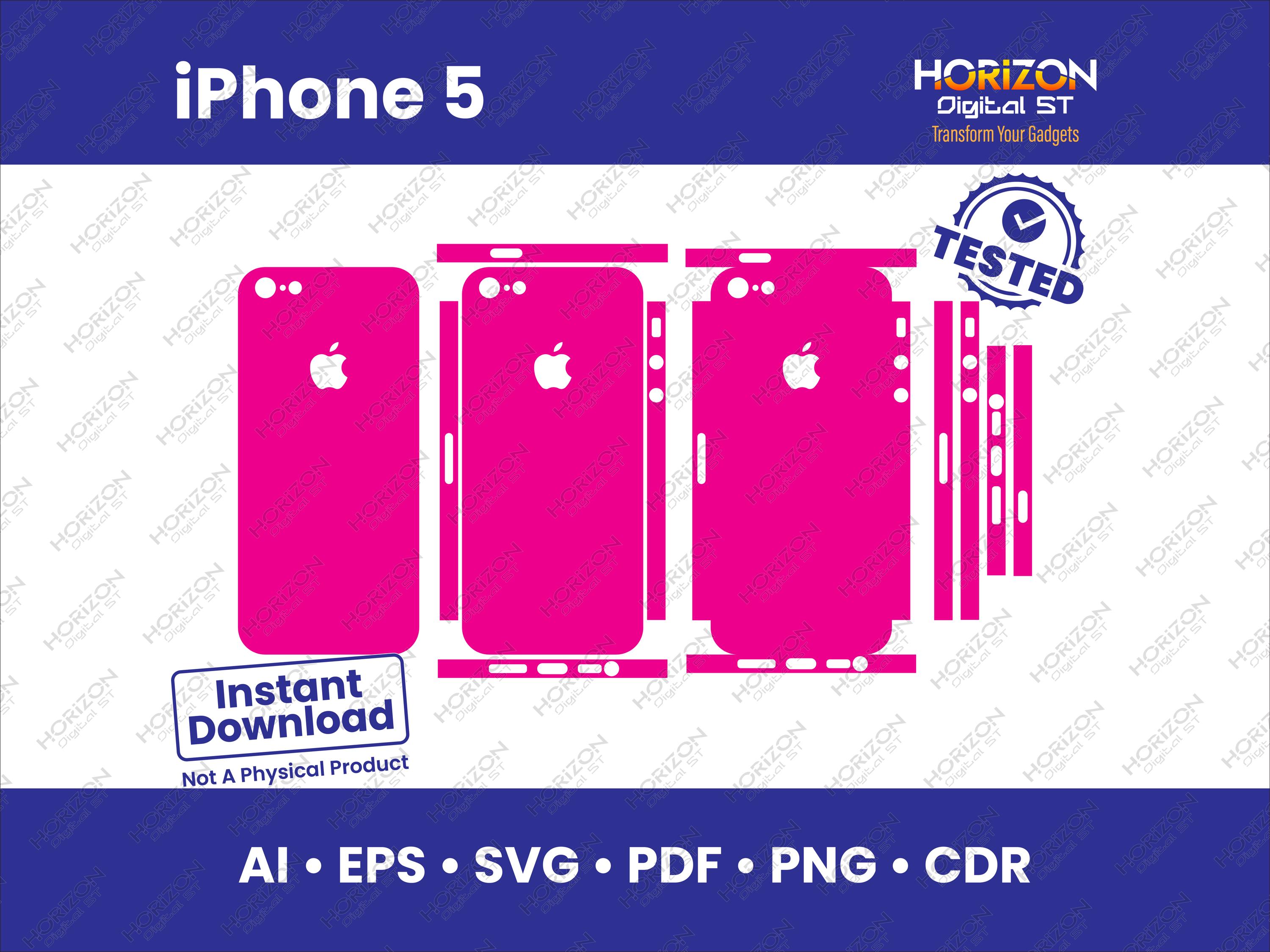 iPhone 5 Template Full Wrap SVG, EPs, Ai, PDF, Cricut Silhouette Vector Cut File Vinyl Skin