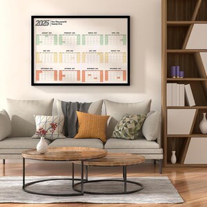 2025 Yearly Planner Wall Calendar - Large Printable Pastel Minimalist Design,Giant wall calendar, 5 Sizes, Digital Download for Home,Office