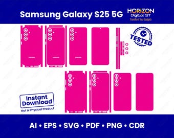 Samsung Galaxy S25 Skin Template Full Wrap SVG, EPs, AI, PDF, Cricut Silhouette Vector Cut File Vinyl Skin | Digital Download