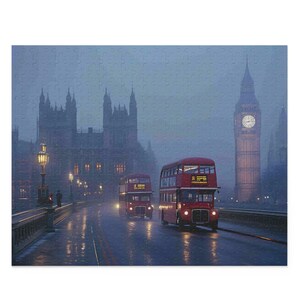 London Landscape Jigsaw Puzzle: Big Ben & Red Buses