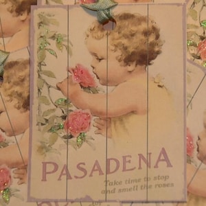 Pasadena Gift Tags, Take Time to Stop and Smell the Roses Gift Tags, Vintage Rose Tags
