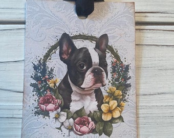 Boston Terrier Gift Tags, Black and White Terrier Dog