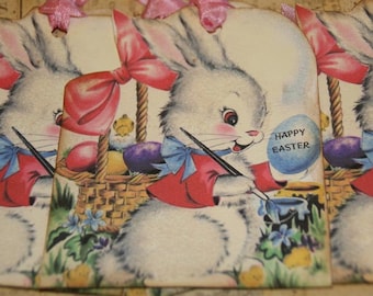 Easter Bunny Gift Tags Vintage Easter Bunny Card or Tags