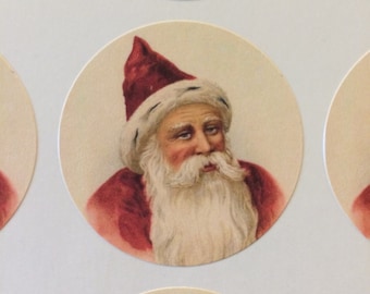 Old World Santa Christmas Stickers, Christmas Envelope Seals, Vintage Christmas Old World Santa Envelope Seals