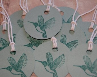 Hummingbird In Flight Green Tags 10 in Set