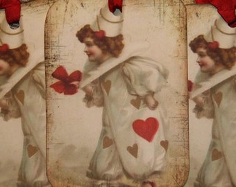 Valentine Day Tags, Heart Clown