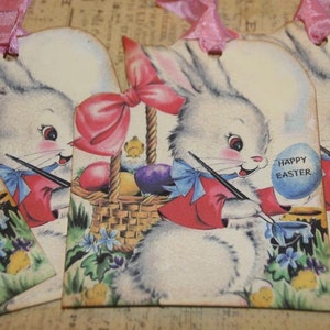 Easter Bunny Gift Tags Vintage Easter Bunny Card or Tags image 4