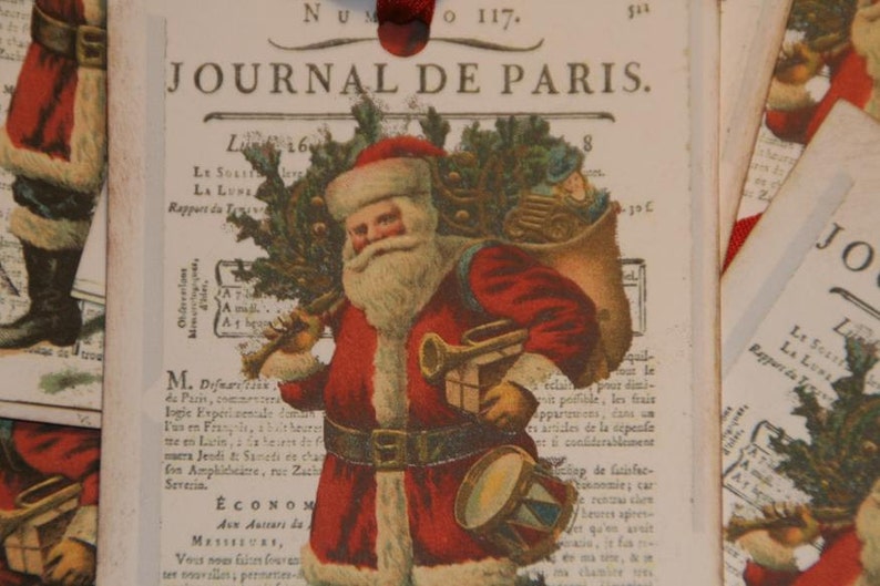 Journal De Paris Old World Santa Paris Vintage Christmas Gift Tags