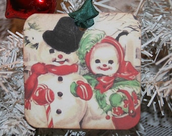 Mr and Mrs Snowman Vintage Christmas Gift Tags