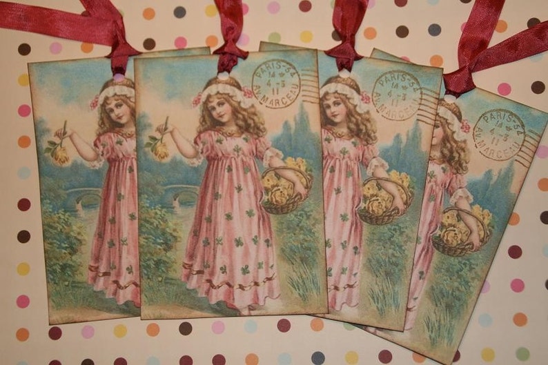 Pretty Flower Garden Girl GIFT TAGS