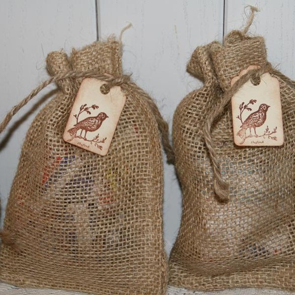 Burlap Bags Wedding Favor Bags with Tag,  Burlap Wedding, Rustic Wedding Favors Bags, Birdseed Wedding Favors Bags 4 x 6, Quantity 100