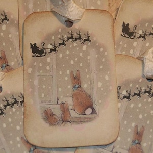 Holiday Tags, Christmas Tags, Woodland Christmas Tags, Christmas Bunny Tags, Christmas Gift Tags