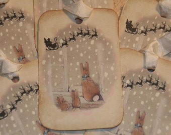 Holiday Tags, Christmas Tags, Woodland Christmas Tags, Christmas Bunny Tags, Christmas Gift Tags