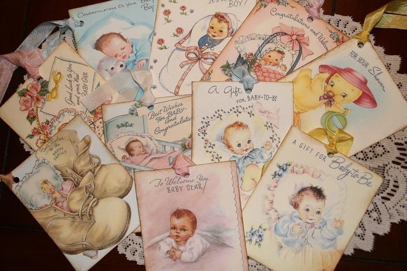 Huge Variety Lot of Baby Gift Tags For Boy Girl and New Baby image 1